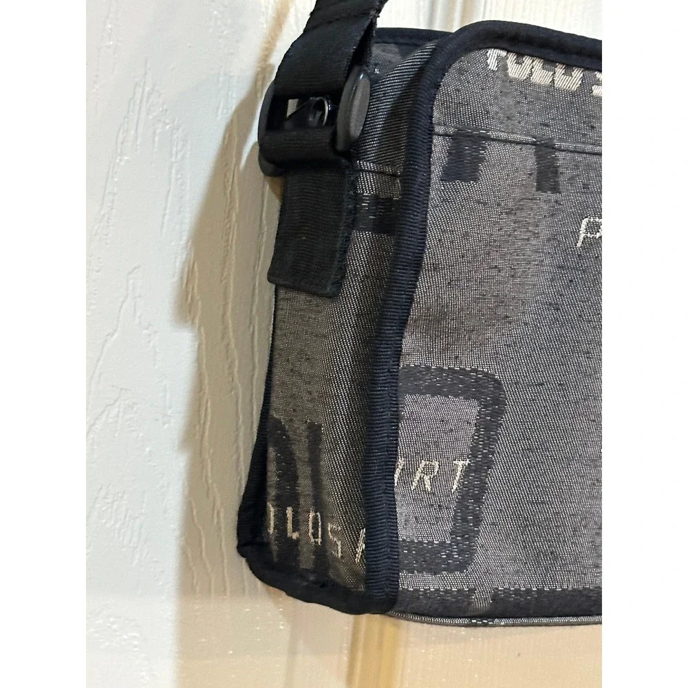 Polo Sport Ralph Lauren Crossbody Bag Grey Black Jacquard Logo Vintage Side Bag